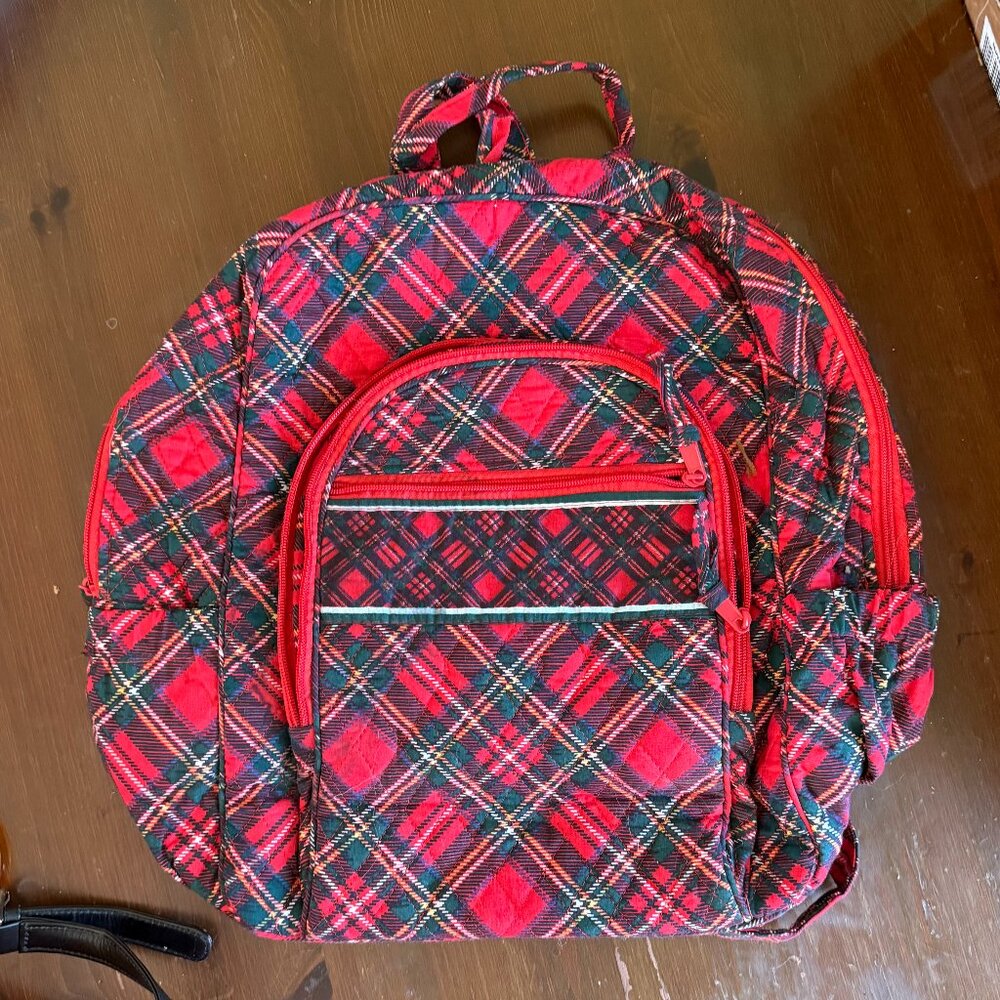 Red Stewart Plaid Cloth Backpack